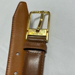 Dior Tan Leather Belt with Gold Buckle size 34